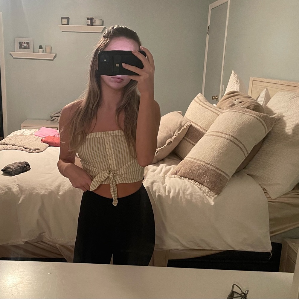 tillys striped strapless Yellow crop top tube top